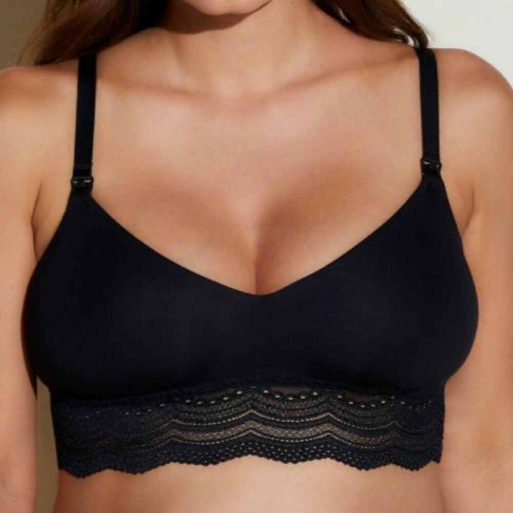 Cosabella Black Ceylon Modal Lace Trimmed Nursing Bralette Size Medium